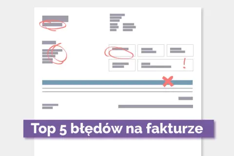 Błędy na fakturze, w tym nieprawidłowy kod PKWiU, zaznaczone na czerwono.