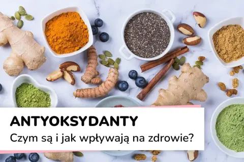 Składniki bogate w **przeciwutleniacze**: kurkuma, jagody, imbir, nasiona chia, orzechy brazylijskie.