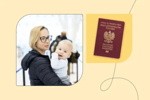 Kobieta z dzieckiem i polski paszport. Dowiedz się, ile kosztuje paszport dla dziecka, aby zaplanować podróż.