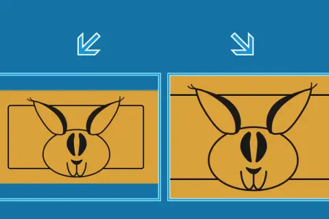 Deux lapins stylisés, l'un dans un cadre rectangulaire, l'autre sans. Le `svg preserveaspectratio` montre comment l'image s'adapte.