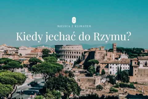 Koloseum i Forum Romanum w słoneczny dzień. Idealny czas na zwiedzanie Rzymu w marcu, gdy kwitną drzewa i jest mniej turystów.