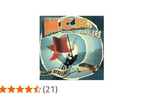 Copertina di "Radio Rebelde" dei Modena City Ramblers, con un aereo giallo e una bandiera rossa.