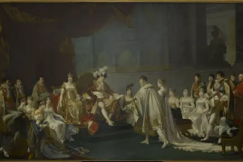 Portrait de famille impériale, Napoléon et ses frères et sœurs dans un décor somptueux.