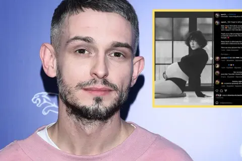 Vito Bambino z żoną, która jest w zaawansowanej ciąży, pozują do sesji zdjęciowej.
