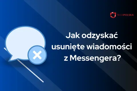 Jak odzyskać usunięte wiadomości z Messengera? Grafika przedstawia dymek czatu z ikoną krzyżyka, symbolizującą usunięcie.