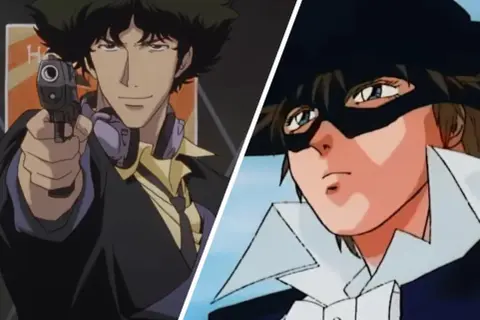 Spike Spiegel z pistoletem i tajemnicza postać w masce – ikony japońskich bajek z lat 90.