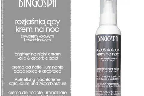 Krem rewitalizujący usuwający oznaki zmęczenia na noc BingoSpa z kwasem kojowym i askorbinowym.