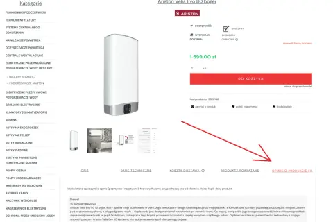 Bojler poziomy 80l Ariston Velis Evo 80, nowoczesny design, energooszczędny, cicha praca.