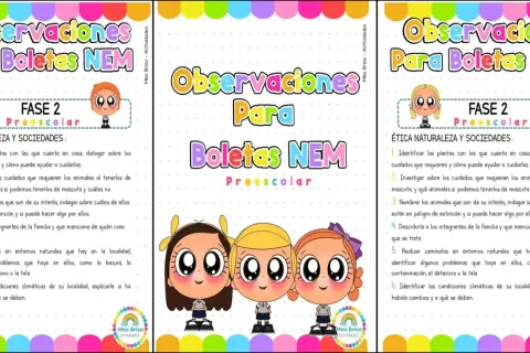 Ficha de notas infantil 3 años con dibujos de niños y actividades sobre naturaleza y sociedad.