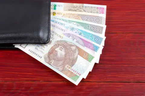 Czarny portfel z polskimi banknotami: 10, 20, 50, 100, 200, 500 zł. Pytanie, czy alimenty się przedawniają, nurtuje wielu.