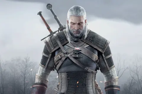 Geralt z Rivii w zbroi, z dwoma mieczami na plecach. Idealny do sprawdzenia wiedźmin 3 wymagania.