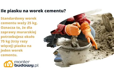 Ile cementu do piasku? Na 25 kg cementu potrzebujesz ok. 75 kg piasku do zaprawy murarskiej. Monter budowy podpowiada.