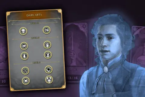Drzewo talentów "Mroczne Sztuki" w Hogwarts Legacy. Wybierz swoje ścieżki rozwoju, by stać się potężniejszym czarodziejem.