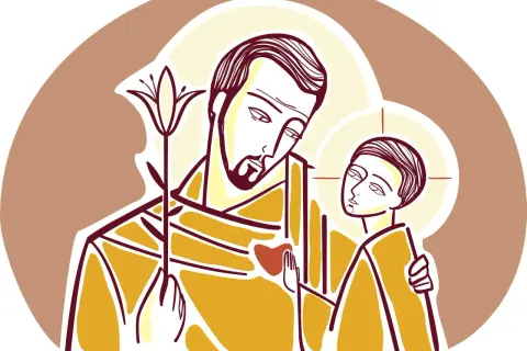 Św. Józef z lilią i Dzieciątkiem Jezus. Obraz nawiązuje do litanii do św. Józefa Kalisz.