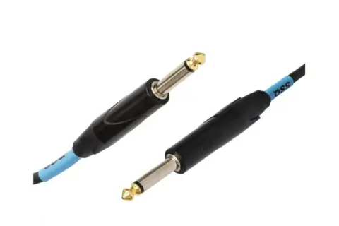 Dwa wtyki jack 6,3 mm z pozłacanymi końcówkami, idealne jako kabel do gitary elektrycznej.