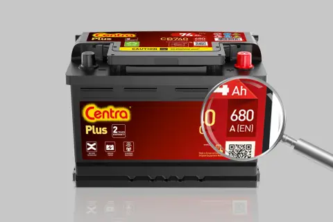 Akumulator Centra Plus 74 Ah, 680 A (EN). Zapewnia moc rozruchową, minimalne napięcie akumulatora do uruchomienia jest wystarczające.