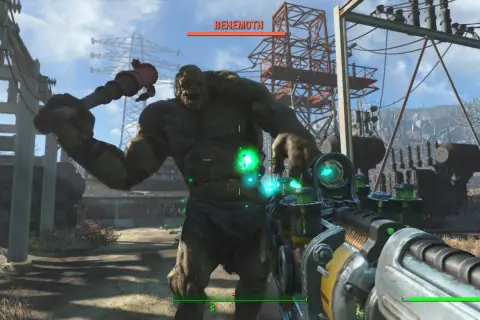 Gracz celuje w Behemota w Fallout 4. Gra wymaga odpowiedniego sprzętu, by poradzić sobie z takimi potworami.