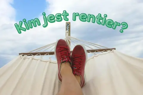 Kim jest rentier? Osoba odpoczywająca w hamaku, w czerwonych butach, pod błękitnym niebem.