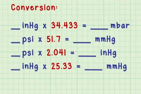 Umrechnungen von Druck-Einheiten: inHg, psi, mbar, mmHg. Formeln zur Umrechnung von Druck-Einheiten.