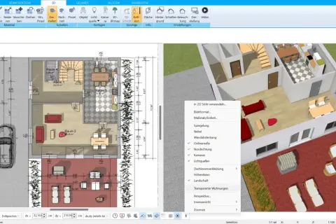 Planen Sie die Raumaufteilung Ihres Hauses mit dieser 3D-Software. Sehen Sie Grundrisse und 3D-Ansichten.