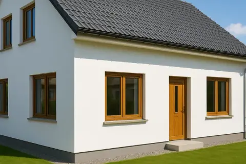 Jaką elewację wybrać do grafitowego dachu i okien w kolorze złoty dąb?