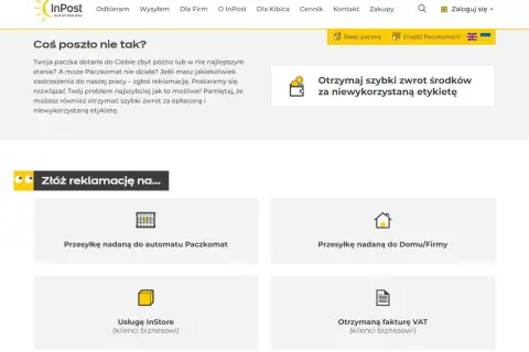 Zgłoś reklamację InPost, gdy paczka nie dotarła lub jest uszkodzona. Możesz też złożyć reklamację na usługę InStore lub fakturę VAT.
