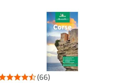 Guide Michelin Le Guide Vert Corse, montrant des falaises abruptes et des bâtiments perchés. Idéal pour explorer le col de Verde.
