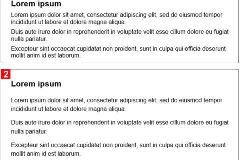 Dwa bloki tekstu "Lorem ipsum" z widoczną, większą **interlinią** w drugim bloku, co wpływa na czytelność.