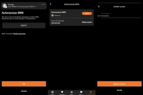 Jak sprawdzić numer Orange? Na ekranie widać kod autoryzacyjny SMS 669511 i numer telefonu do autoryzacji.