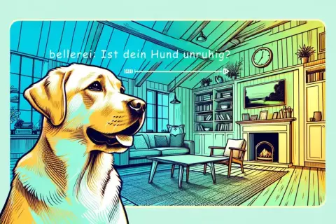 Ein Hund schaut neugierig in ein Wohnzimmer. Ist dein Hund unruhig?