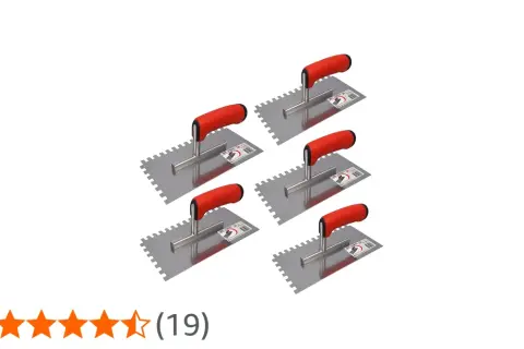 Ensemble de 5 truelles à dents pour carrelage 60x60. Idéal pour une pose uniforme de colle.