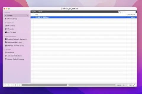 A media player window on a Mac shows a playlist with a .vob file, demonstrating how to play vob files on Mac.