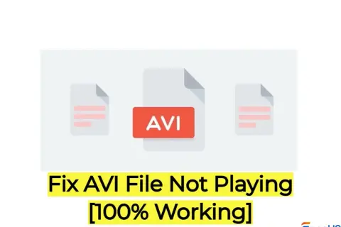 Fixing AVI files that VLC won't play. This graphic shows an AVI file icon and text "Fix AVI File Not Playing [100% Working]".