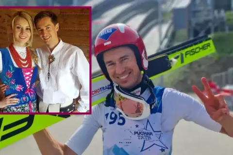 Kamil Stoch z żoną w strojach ludowych i w kasku skoczka narciarskiego. Dlaczego Kamil Stoch nie ma dzieci? To pytanie nurtuje fanów.