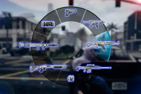 Waffenrad mit Raketenwerfer, Schrotflinte, AK-47 und Scharfschützengewehr. Hier sind die GTA 5 Kody für den Kampf!