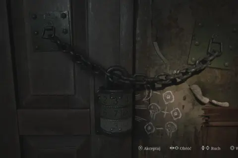 Kłódka szyfrowa na drzwiach, klucz do zagadki w Silent Hill 2 solucja.