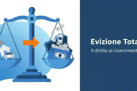 Bilancia con casa e auto da un lato, denaro dall'altro. Illustra il **garanzia per evizione significato** e il diritto al risarcimento.