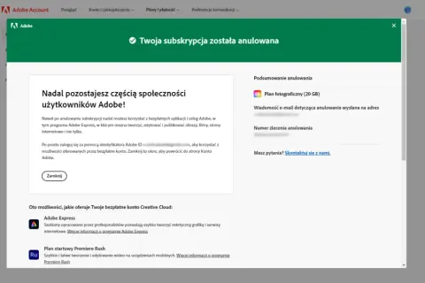 Jak anulować Photoshop? Poradnik, opłaty i co z Twoimi plikami?