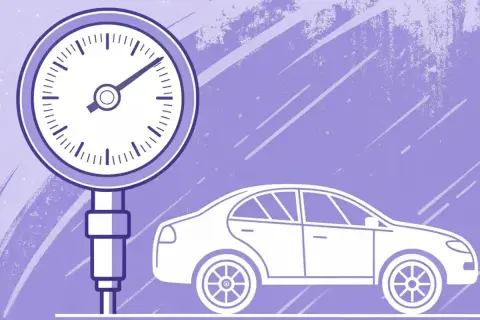 Manomètre indiquant la pression pneu Citroën C3. Illustration stylisée d'une voiture et d'un indicateur de pression.