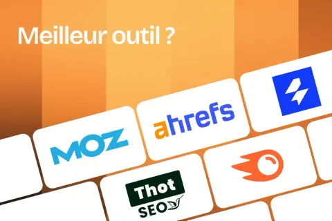 Logos de logiciels de référencement naturel : Moz, Ahrefs, Thot SEO, et d'autres. Quel est le meilleur outil ?