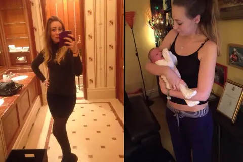 Frau im Badezimmer, dann mit Baby. Eine kryptische Schwangerschaft, die zu einem Wunder führte.