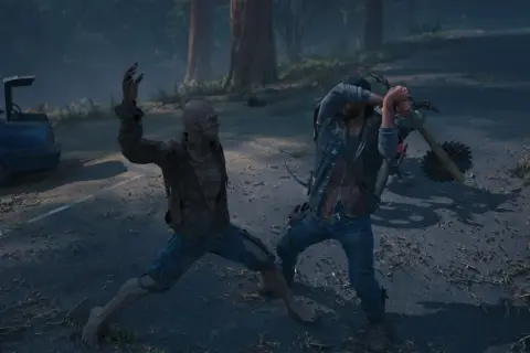 Deacon walczy z Freakerem na drodze, jak w poradniku Days Gone.