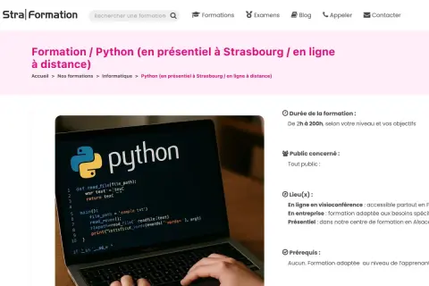Un ordinateur portable affiche le logo Python et du code source.