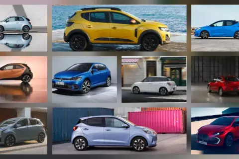 Kompilacja małych aut miejskich: Fiat 500, Dacia Sandero, Toyota Yaris, Toyota Aygo X, VW Polo, Suzuki Swift, Mazda 2, Kia Picanto, Hyundai i10 i inne.
