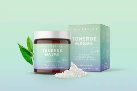 InnoNature Tonerde Maske mit Zink & Grüntee-Extrakt, ideal für die T-Zone. Naturkosmetik, natürlich & rein.
