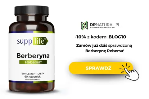 Suplement diety Berberyna Rebersa. Sprawdź, czy berberyna skutki uboczne są minimalne przy tym produkcie. Zniżka 10% z kodem BLOG10.