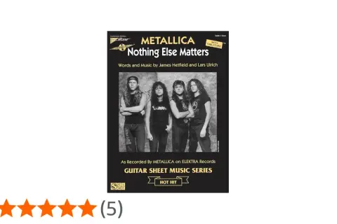 Okładka nut gitarowych z zespołem Metallica i tekstem "Nothing Else Matters".
