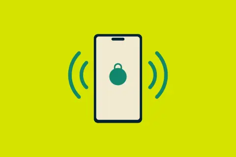 Telefon z ikoną blokady i falami sygnału, symbolizujący bezpieczny wifi hotspot.