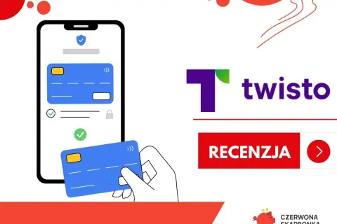 Grafika przedstawia smartfon z kartą płatniczą i logo Twisto. Czy Twisto jest bezpieczne? Sprawdź recenzję.
