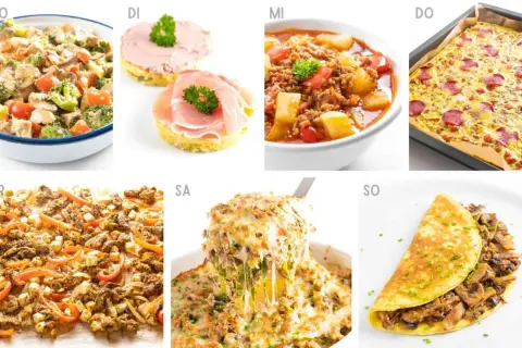 Vielfältige keto rezepte für jeden Tag: Salat, Auflauf, Omelett und mehr.